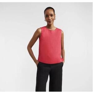 Hobbs London Shirt Womens US 2 Rouge Pink Malindi Linen Sleeveless Back Button